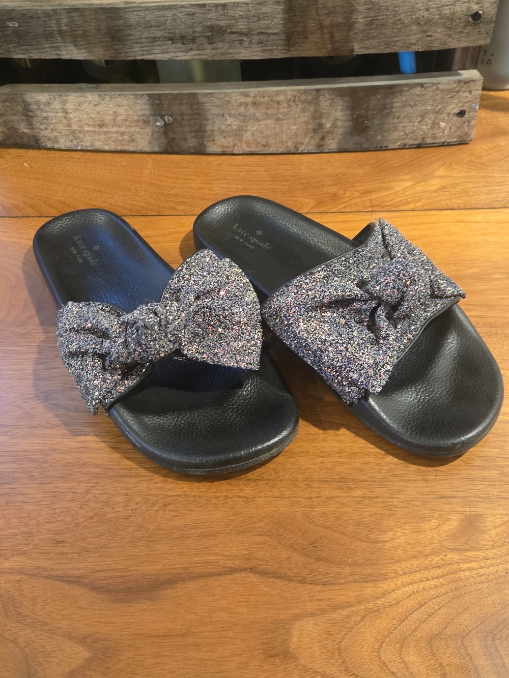 Kate Spade Slides with Glitter Bows